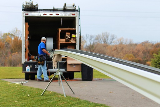 Gutter Tech seamless gutter machine used for on-site fabrication